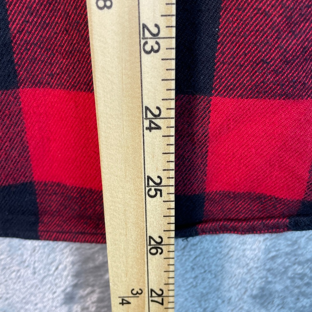 Ralph Lauren Ruffle Flannel Shirt Womens 12 Red Black Buffalo Plaid Very Good - Picture 6 of 7